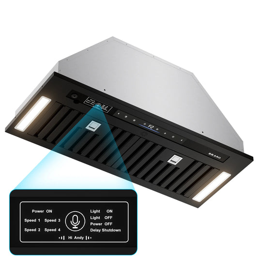 BRANO Range Hood Insert 900 CFM Voice Gesture Touch Control