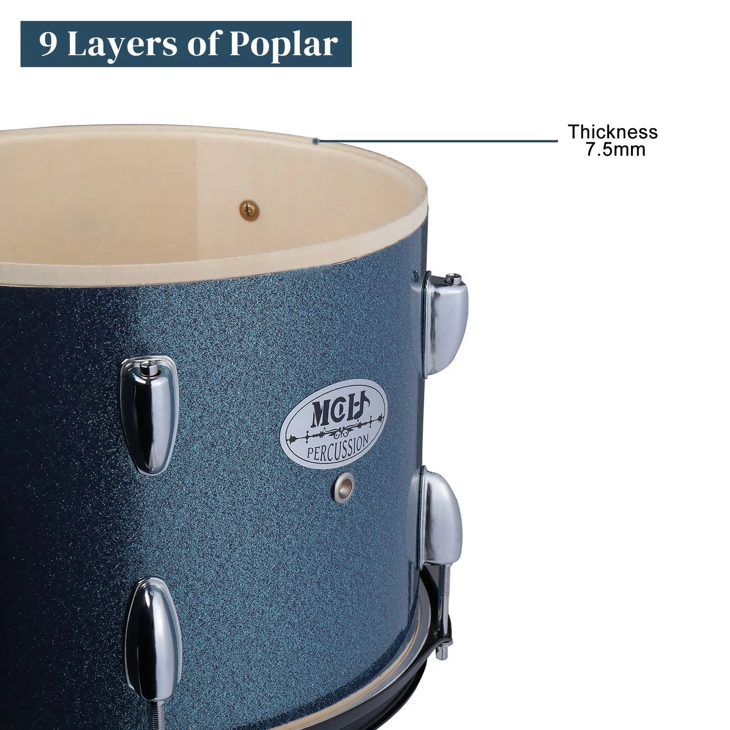 Full Size 5-Piece Bass Drum Kit With Stool Sticks And Cymbals