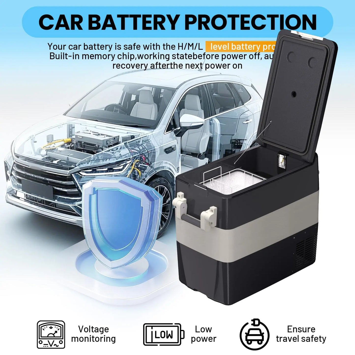 HiMISS 53QT Portable 12V Electric Car Cooler Freezer