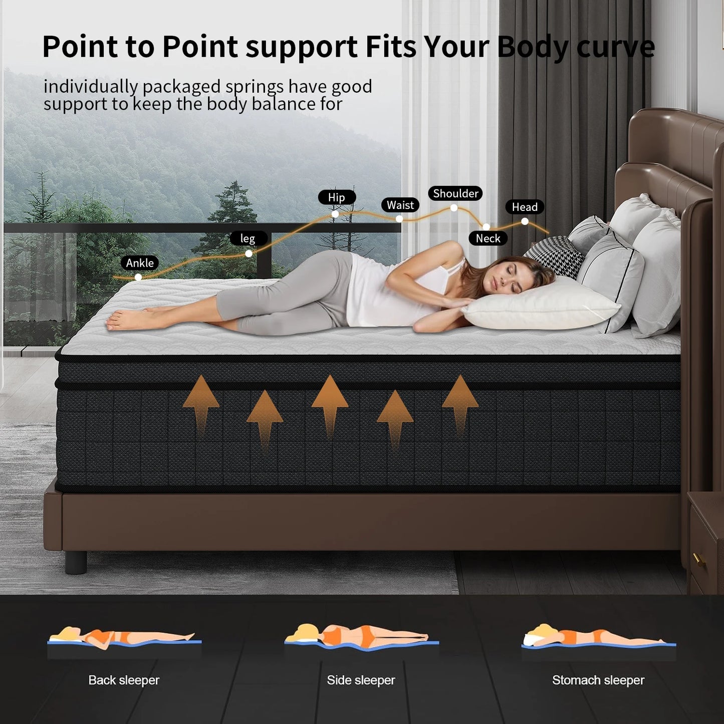 8/10/12/14 Inch Queen Twin Full Size Mattress& King Size Mattress In A Box, Hybrid Mattress with Independent Pocket Spring - Silent And Undisturbing, Memory Foam - High Resilience, Thickened Edge Support, Pressure Release - L