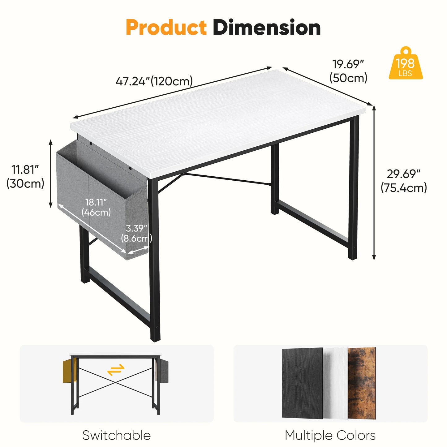 JHK 55 Inch Computer Office Desk With Storage Bag