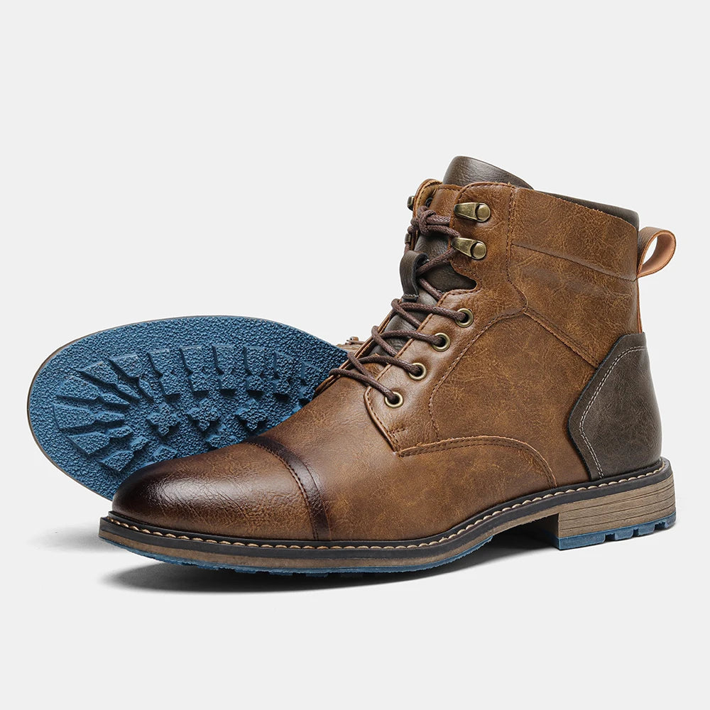 Hecrafted Classic Mens Boots With Zipper Leather Fashion