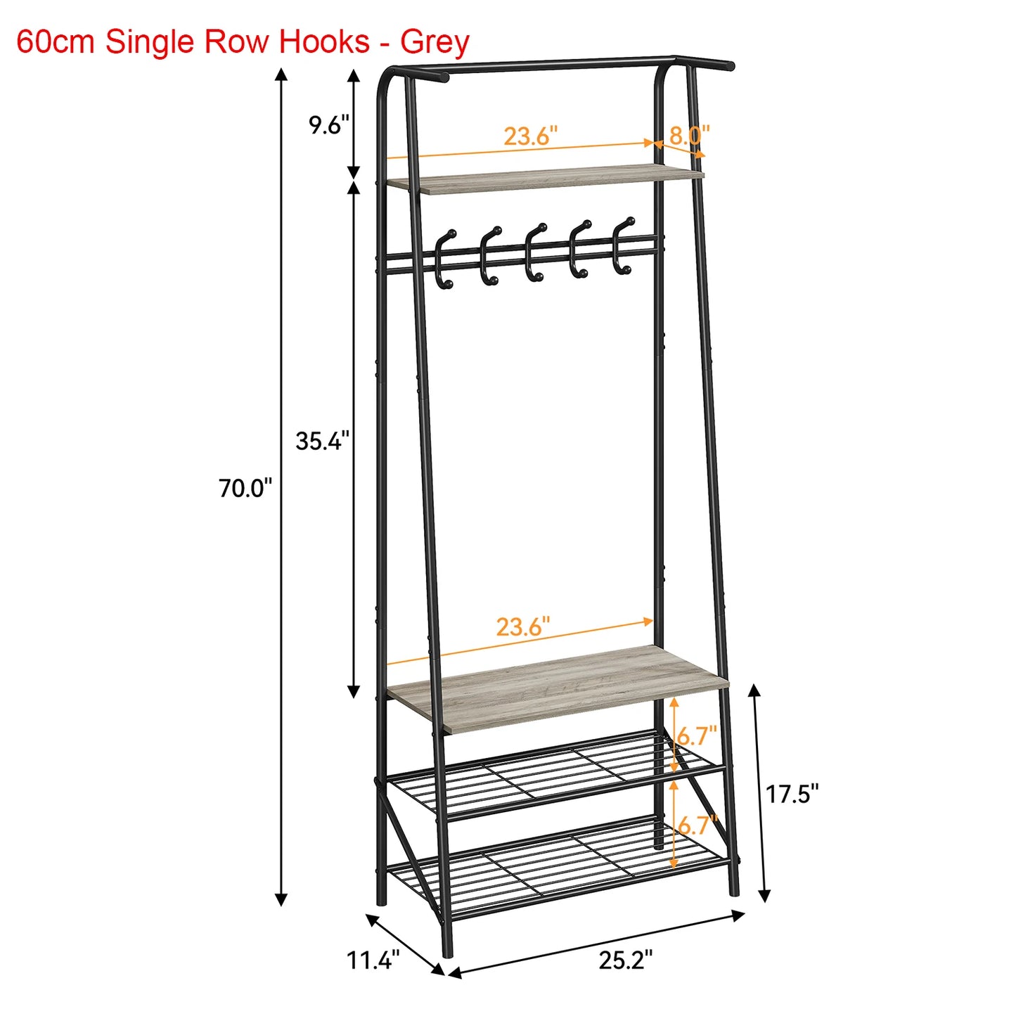 TWISTER.CK Coat Rack Shoe Bench 4 In 1 Hall Tree With Steel Frame