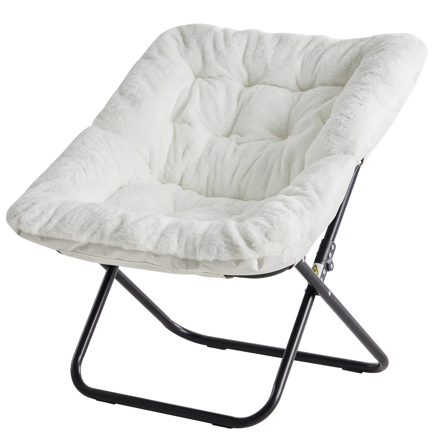 JHK Large Faux Fur Saucer Chair With Metal Frame