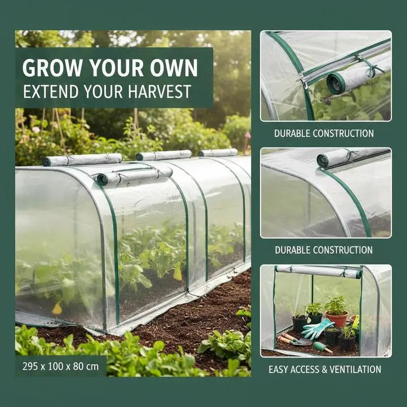 PVC Tunnel Greenhouse With Steel Frame For Garden Backyard
