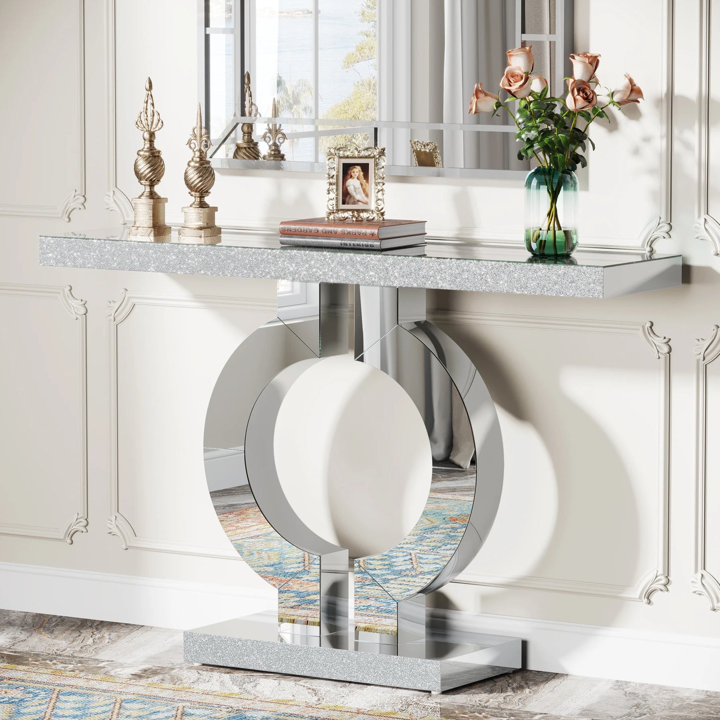 Tribesigns Mirrored Console Table With Thickened Mirror Finish For Entryway