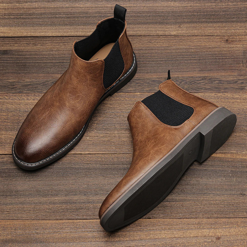 Hecrafted Chelsea Boots for Men Leather Casual Retro Ankle Boots