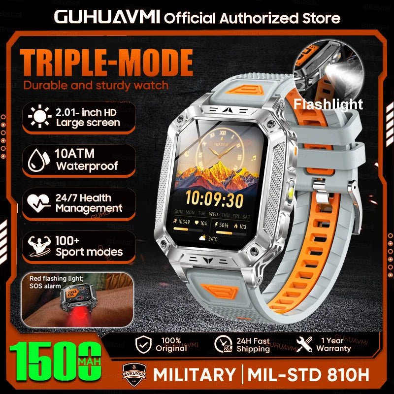Military Grade Smart Watch With 1500mAh Battery And 100 Days Battery Life