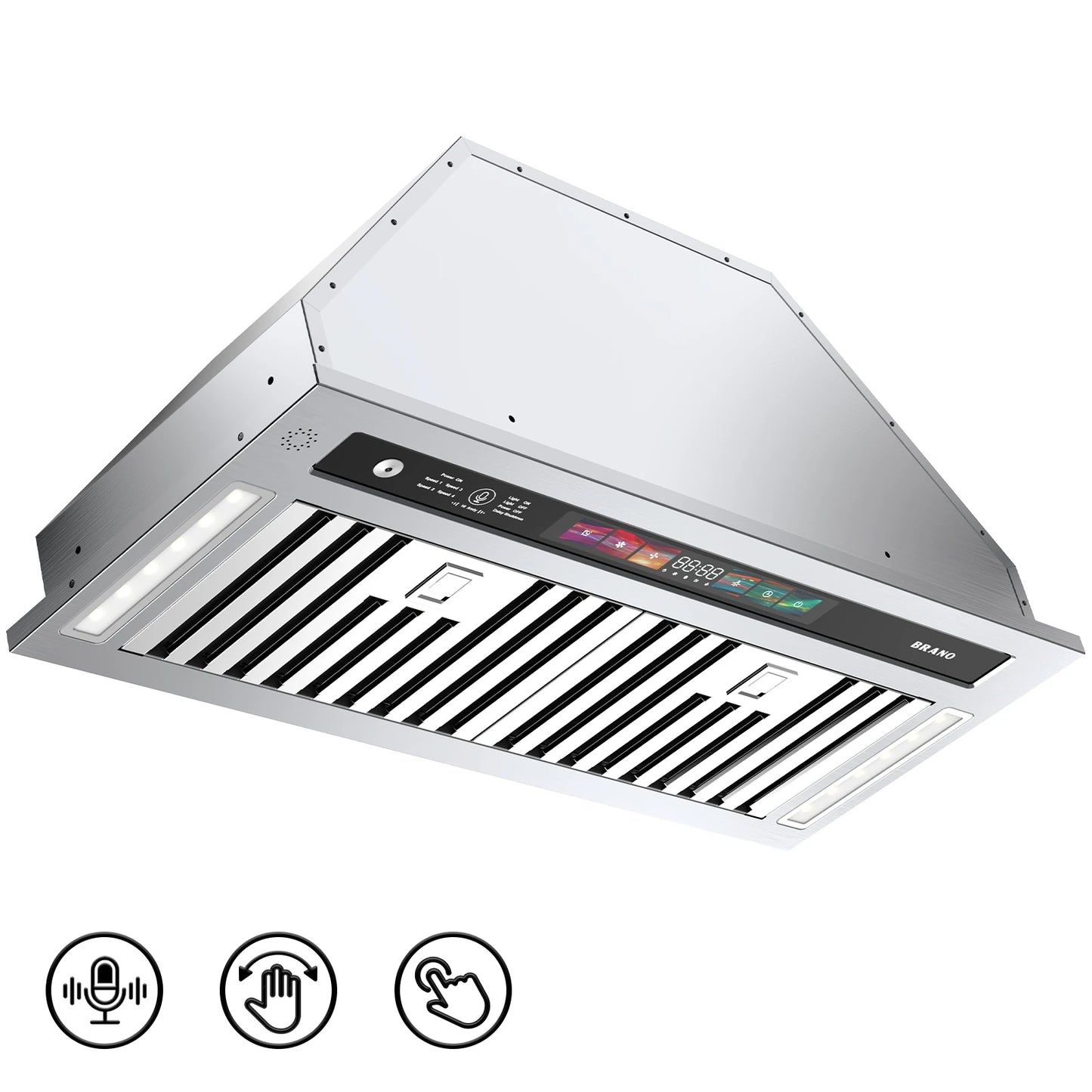 BRANO Range Hood Insert 900 CFM Smart Voice Gesture Touch Control 4 Speed