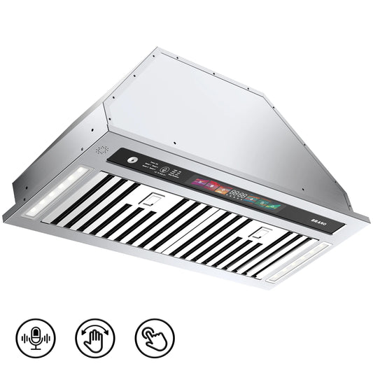 BRANO Range Hood Insert 900 CFM Smart Voice Gesture Touch Control 4 Speed