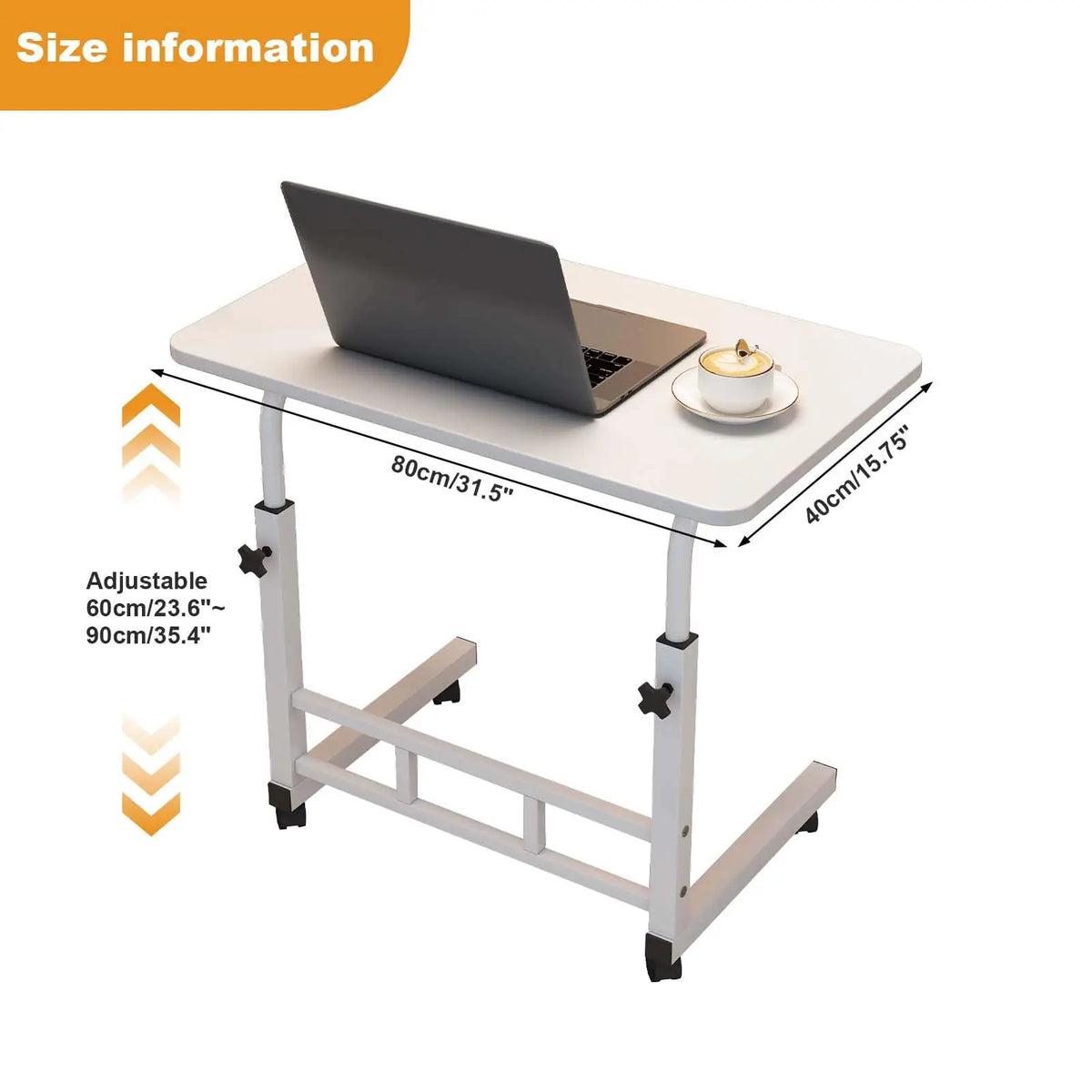 Adjustable Height Standing Desk With Wheels, Mobile C Shaped Laptop Table, Rolling Computer Workstation For Home Office Bed Sofa