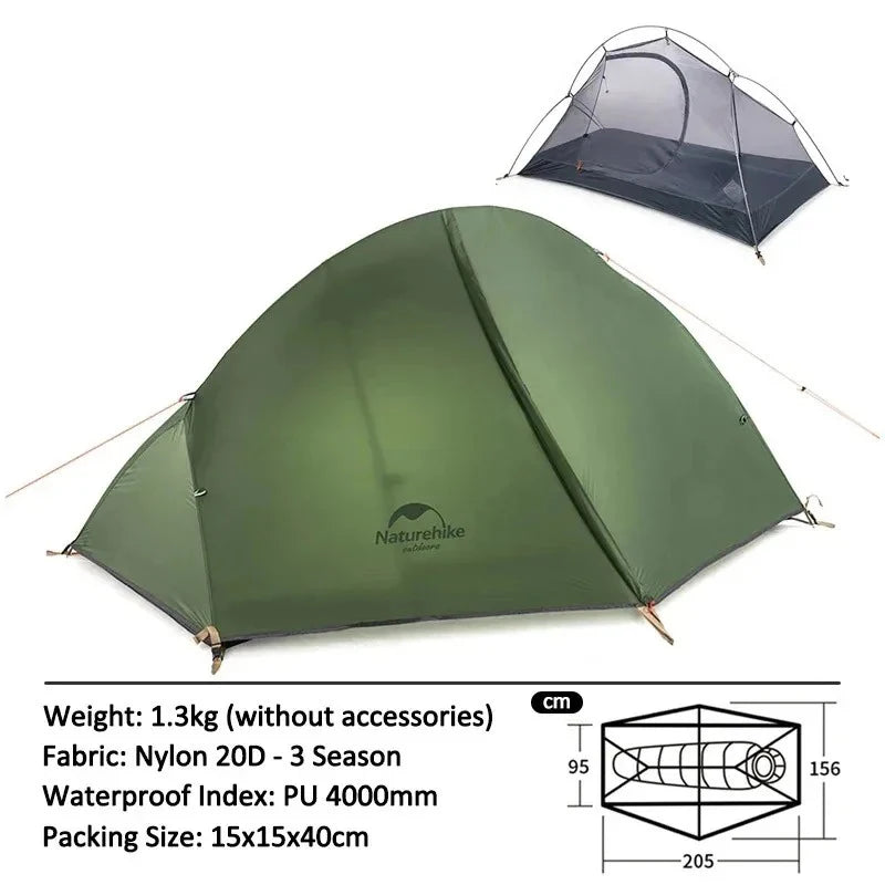 Naturehike Cycling Tent 1 Person Portable Ultralight Backpacking Trekking Tent Waterproof Double Layer Camping Tent