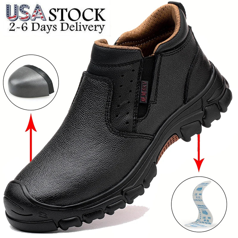 Men's Composite Toe Work Boots With Metatarsal Guard Puncture-Proof