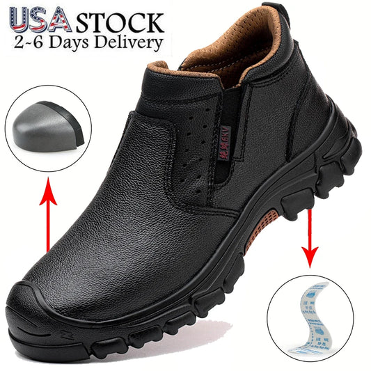 Men's Composite Toe Work Boots With Metatarsal Guard Puncture-Proof