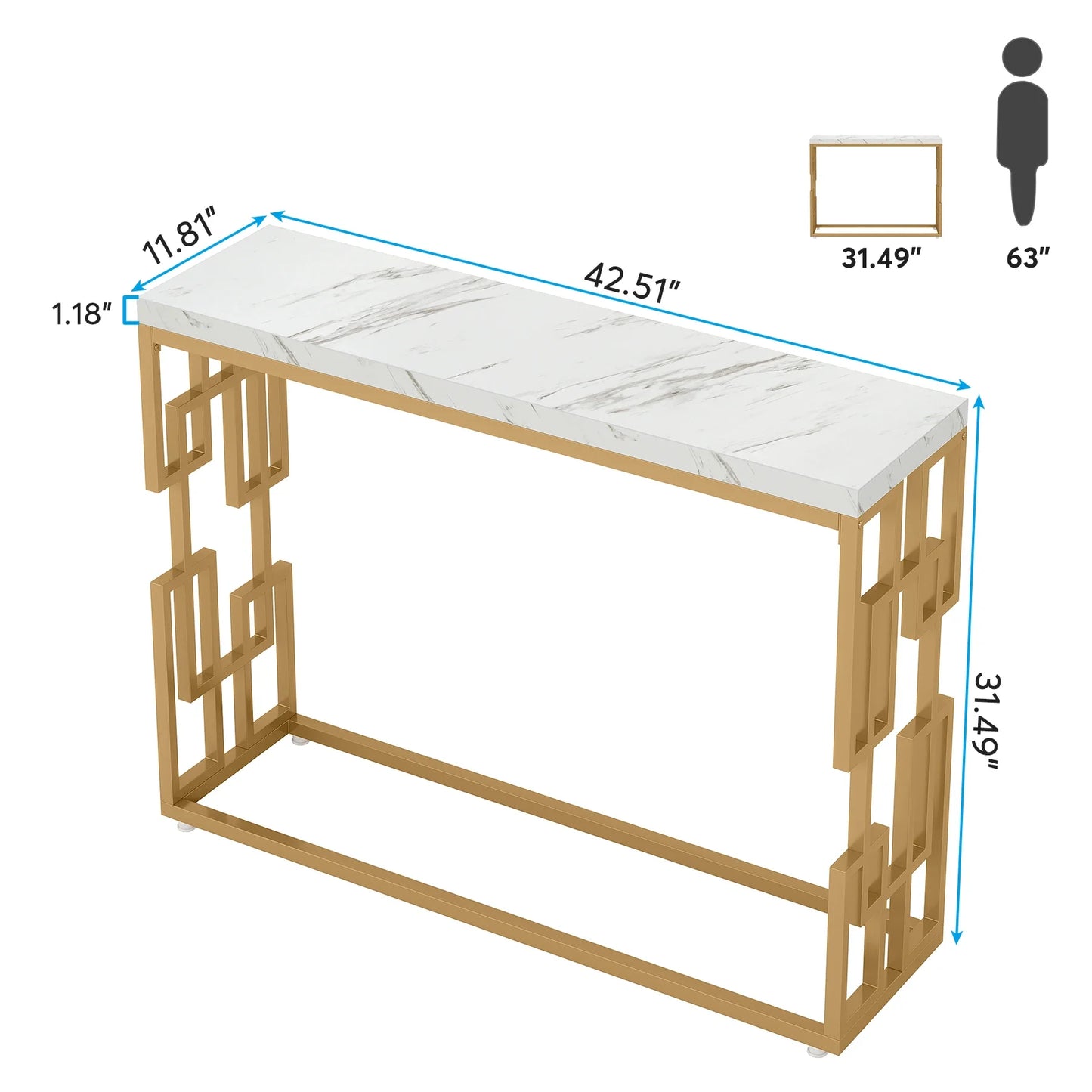 Tribesigns Console Table With Faux Marble Top For Entryway