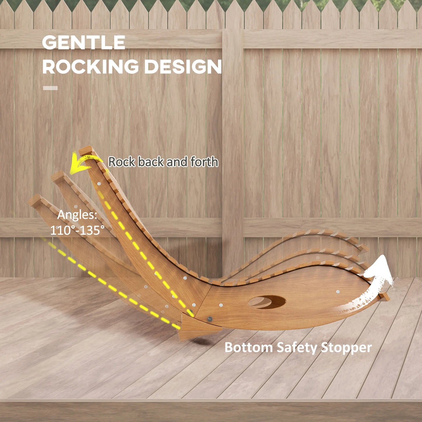 Outsunny Outdoor Teak Rocking Chair With Slatted Seat