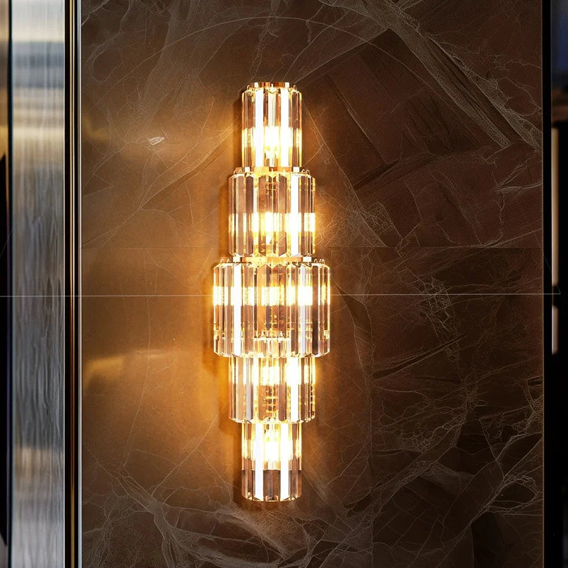 LUVODI Modern Crystal Wall Lamp 3-Layer Sconce Light With E14 LED