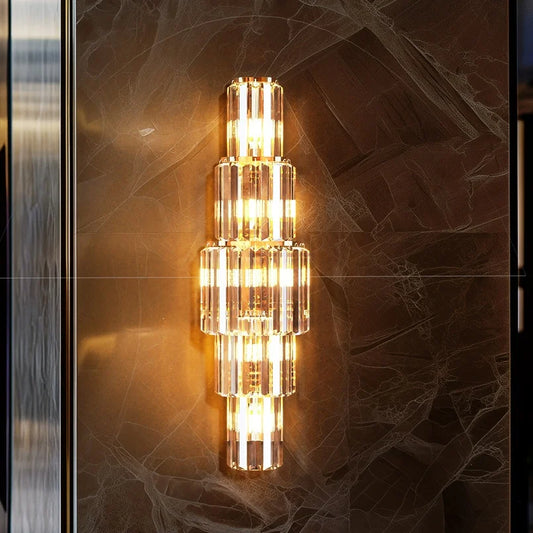 LUVODI Modern Crystal Wall Lamp 3-Layer Sconce Light With E14 LED
