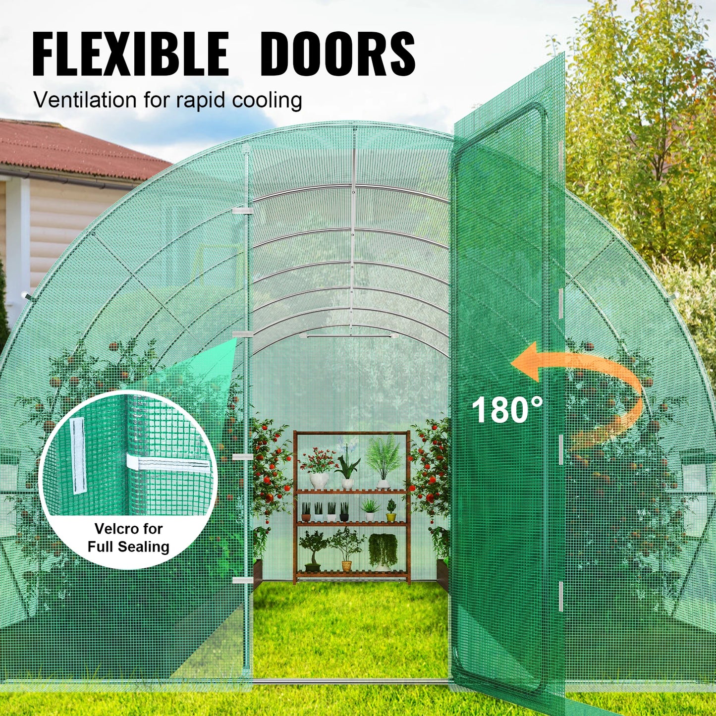 SucceBuy Walk-In Tunnel Greenhouse With Galvanized Steel Frame Outdoor