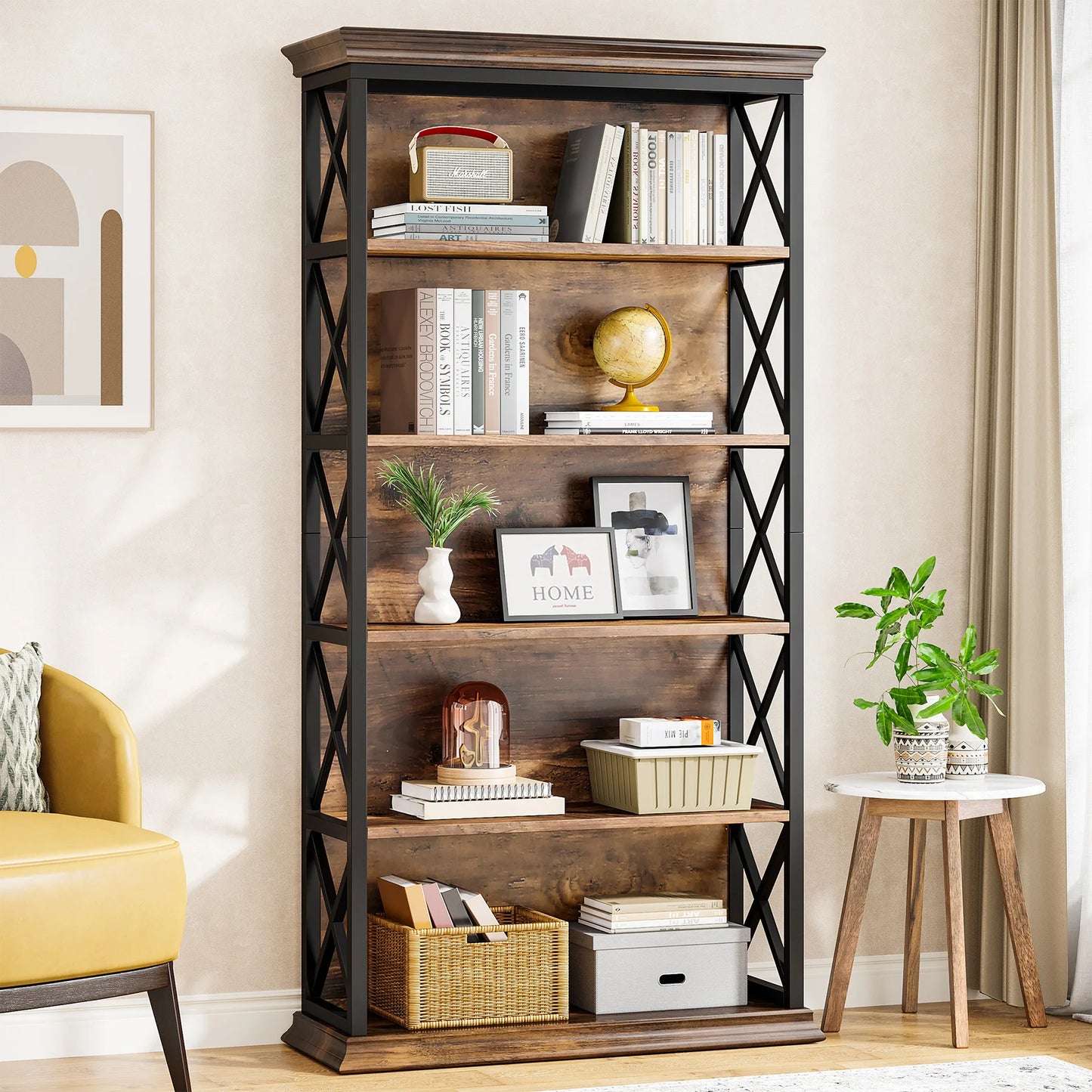 Tribesigns Industrial Bookcase Five-Shelf Floor Standing