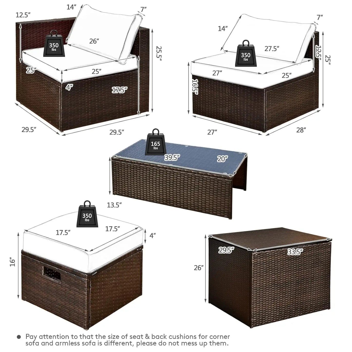Rattan Outdoor Furniture Set With Glass Table And Storage Ottoman