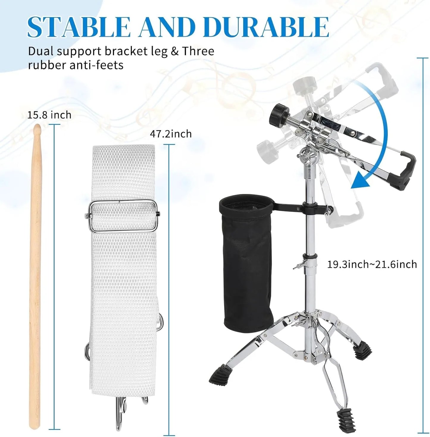 Snare Drum Set With Drumstick Holder And Bag For Student