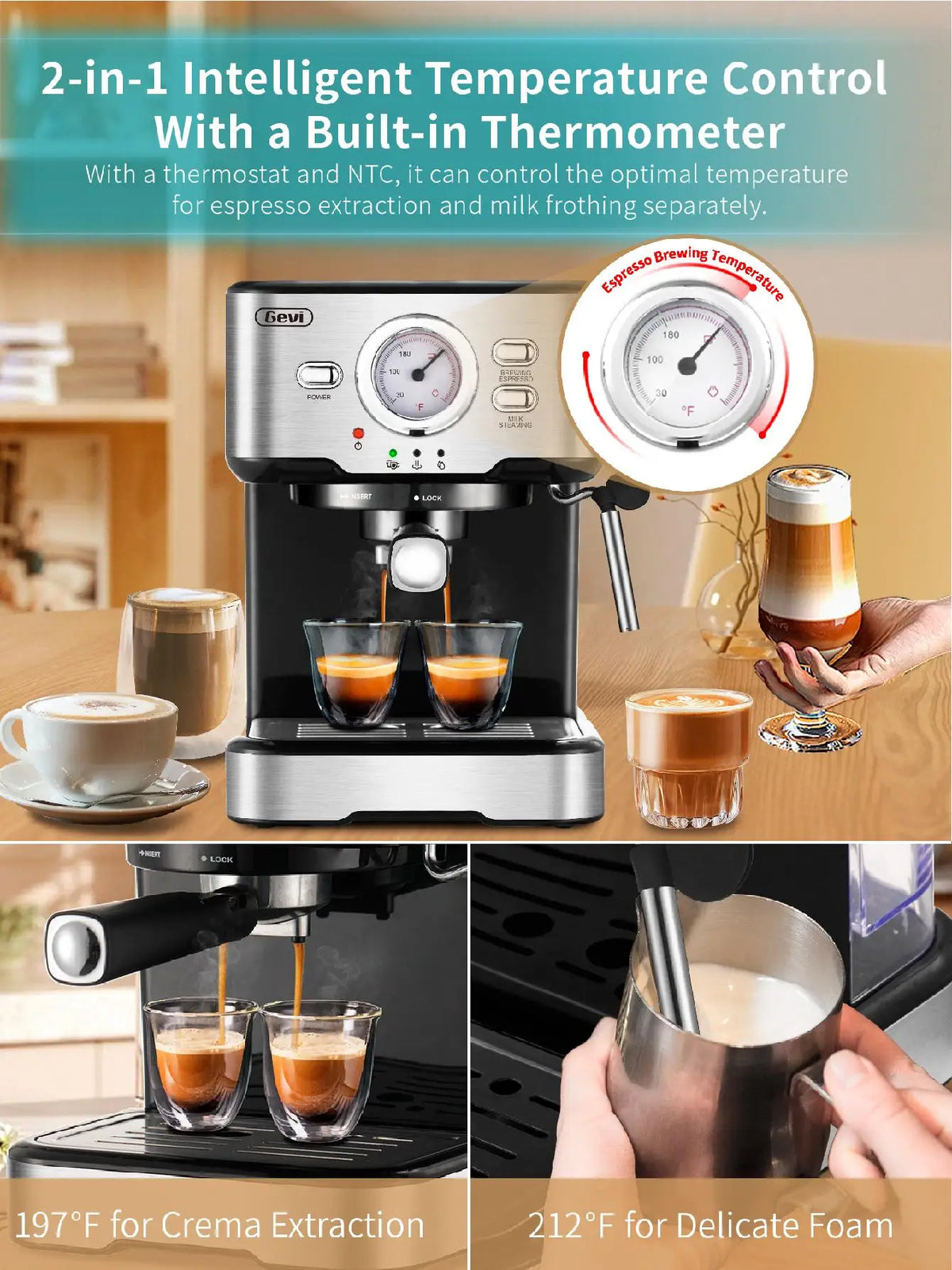 Professional 15 Bar Espresso Machine With Milk Foaming Steam Wand