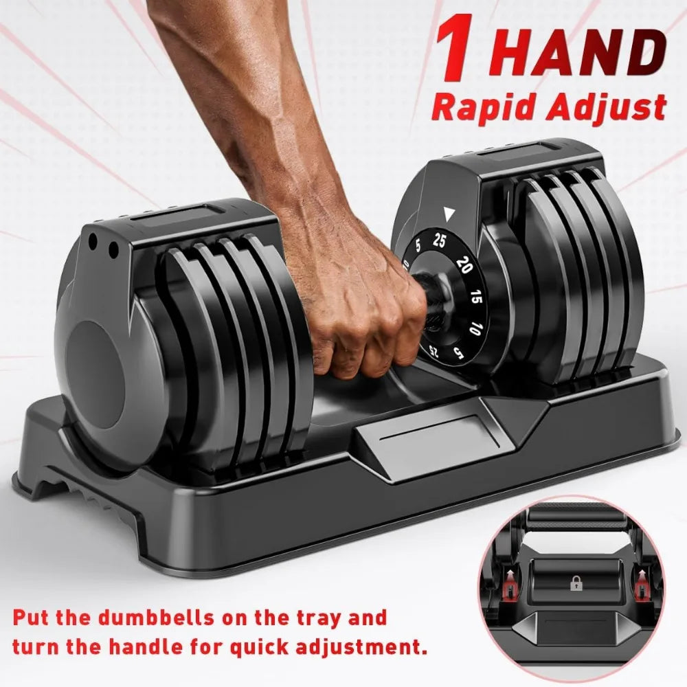 50lb Adjustable Dumbbell Set with Quick Lock Design