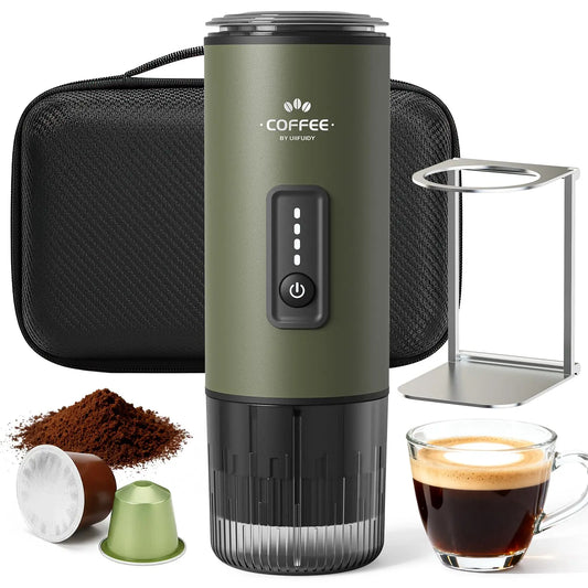 Portable Espresso Maker 3 in 1 Coffee Machine with Carrying Bag Works with Ground Coffee and Capsule Pod Self Heating for Travel