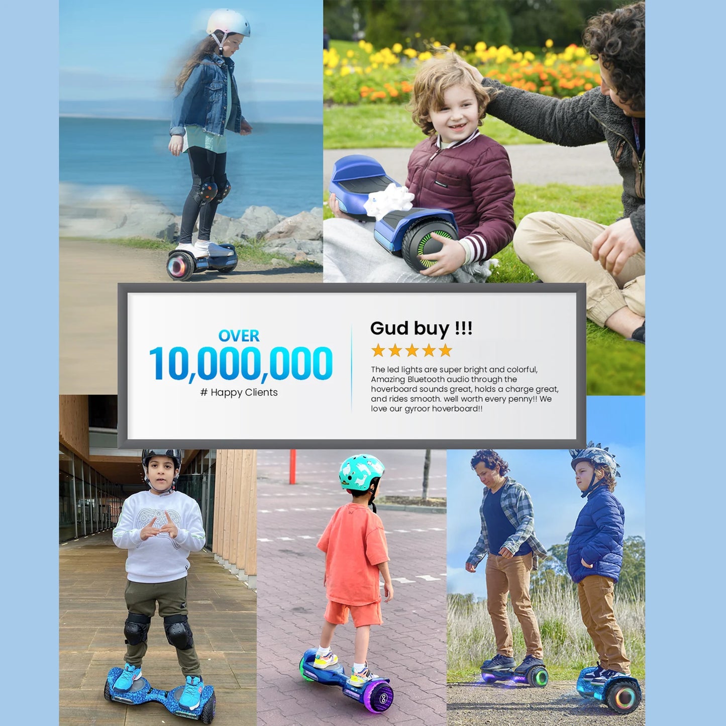 Gyroor Self Balancing Hoverboard All Terrain With Led Lights Bluetooth For Kids