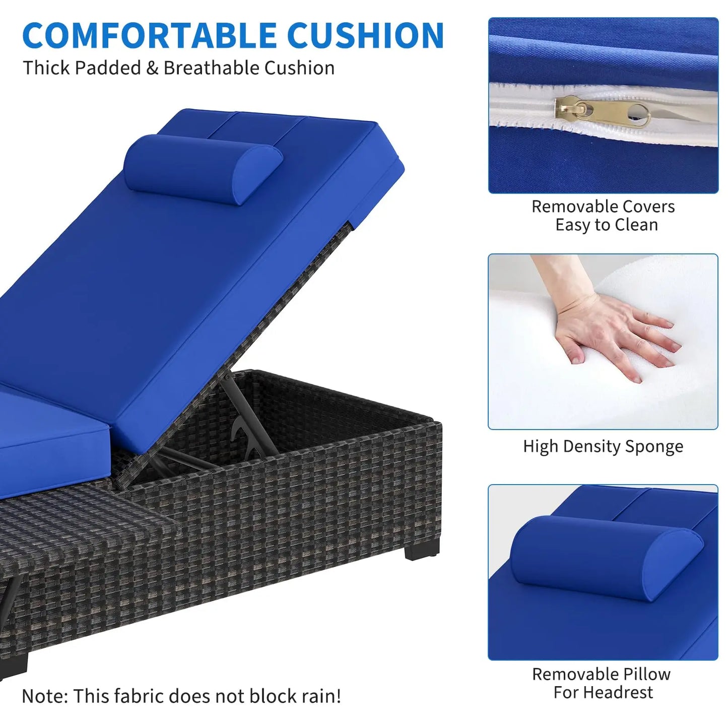 Outdoor Wicker Rattan Chaise Lounge Chairs Set Of 2 With Adjustable Back