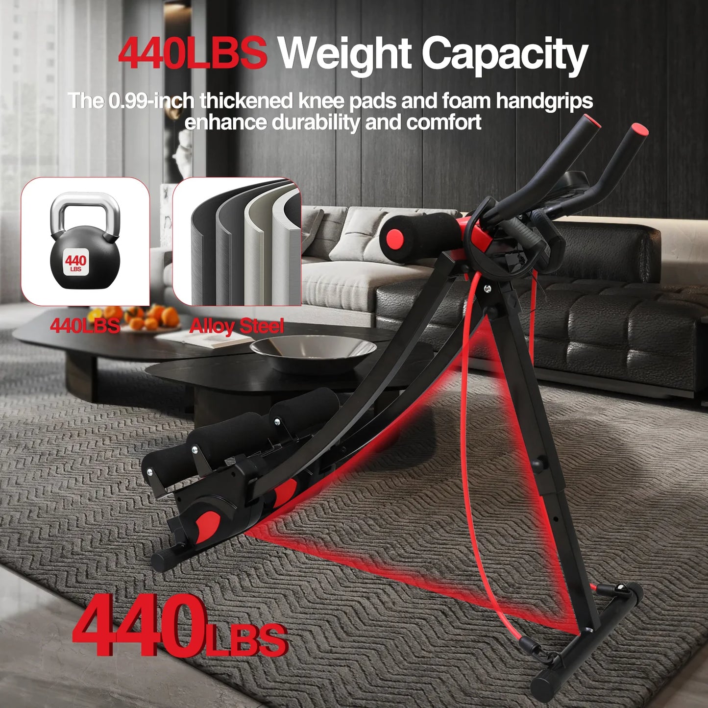 Foldable Adjustable Ab Trainer With Resistance Bands And Lcd