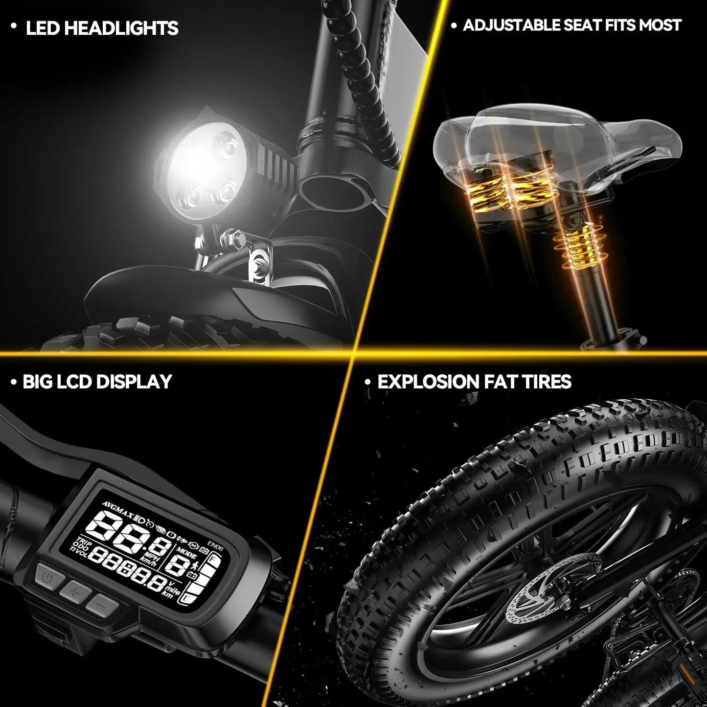 Cybervelo 1000W Foldable Electric Bike With Large Battery