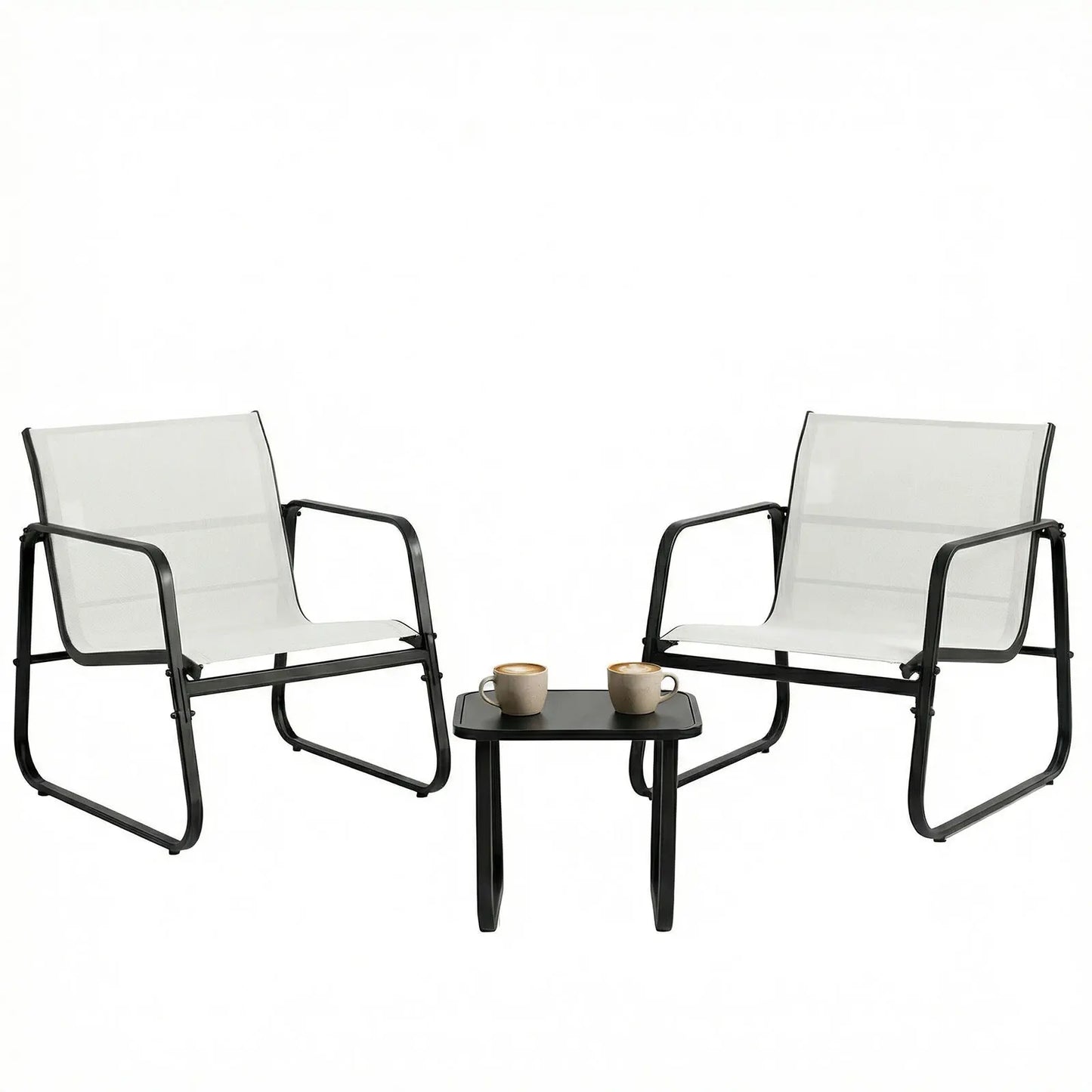 JHK Patio Furniture 3 Piece Set With Table Mesh Back