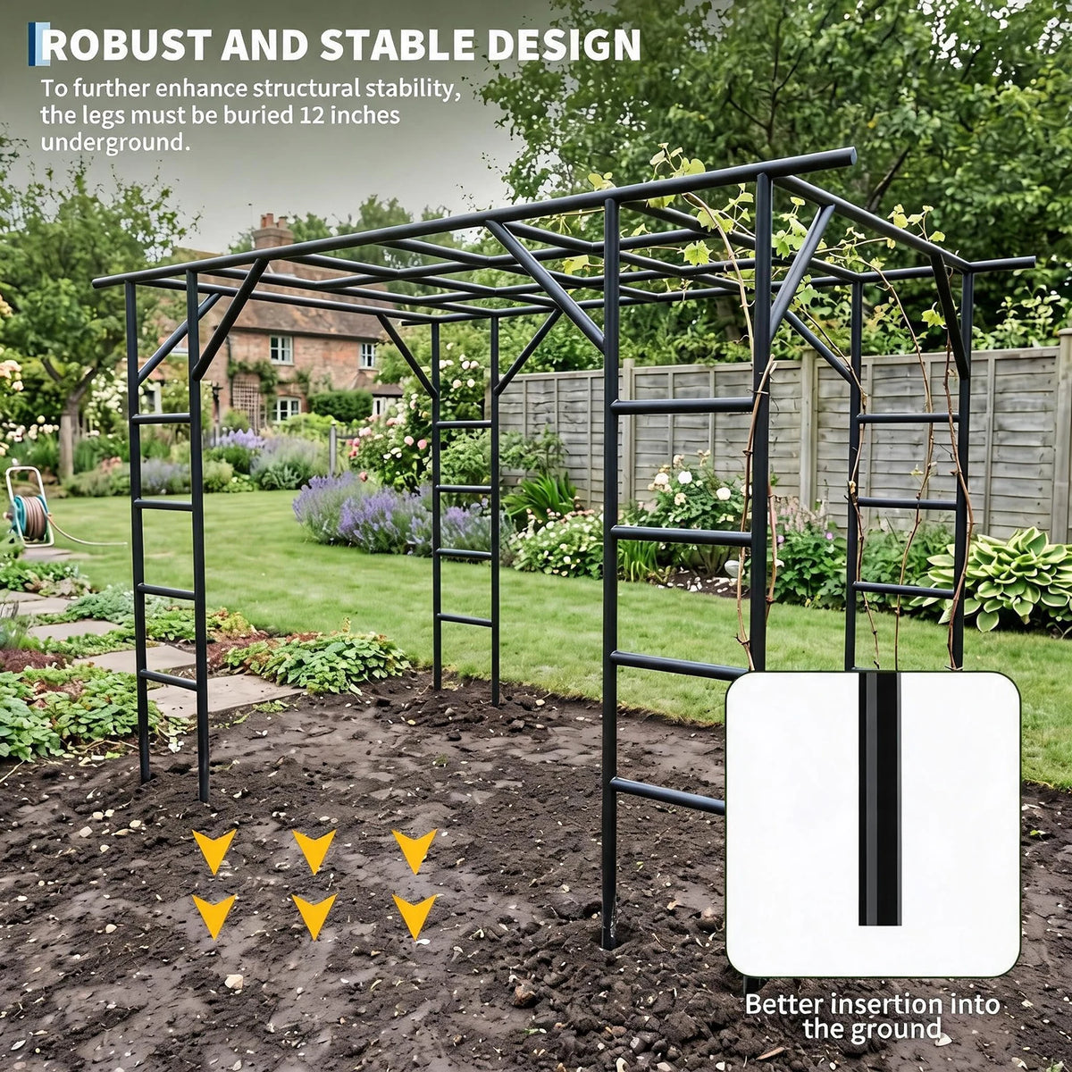 HiMiss Heavy Duty Metal Garden Arch Plant Trellis For Vines