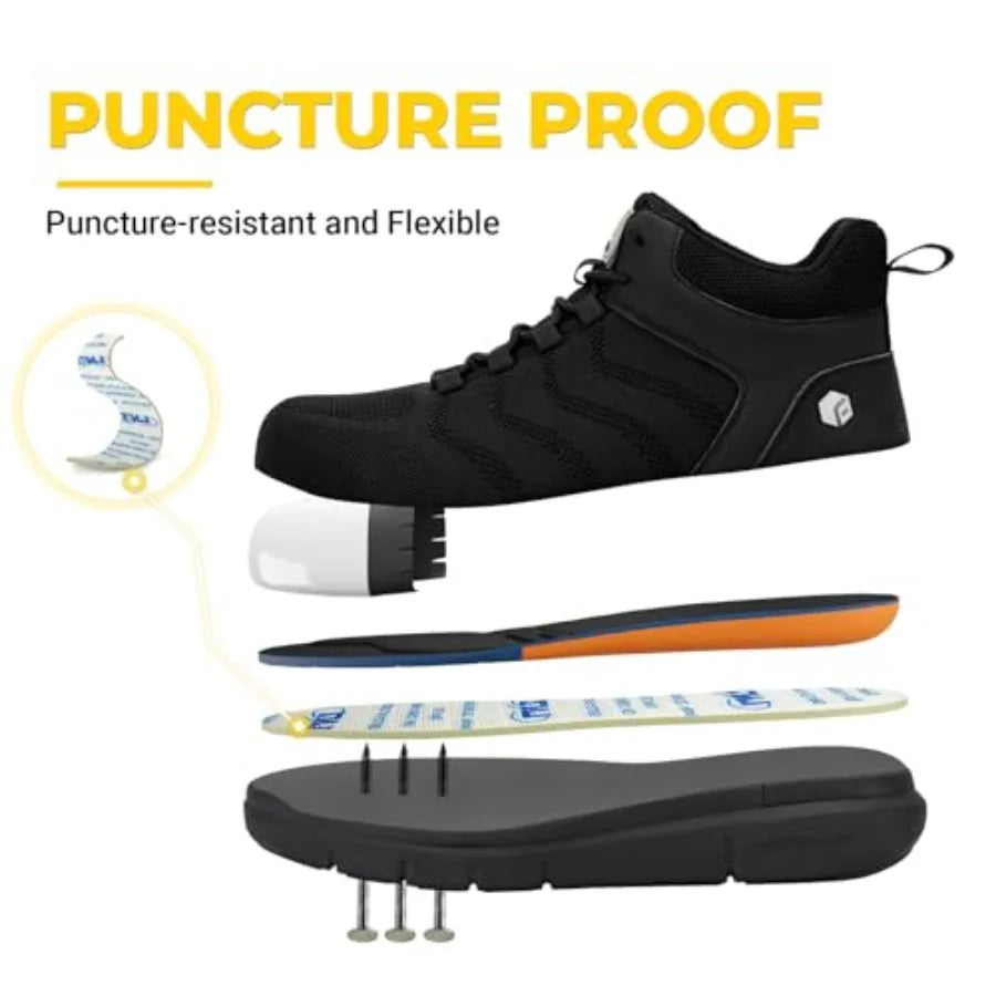 Composite Steel Toe Mid-Calf Safety Boots for Men