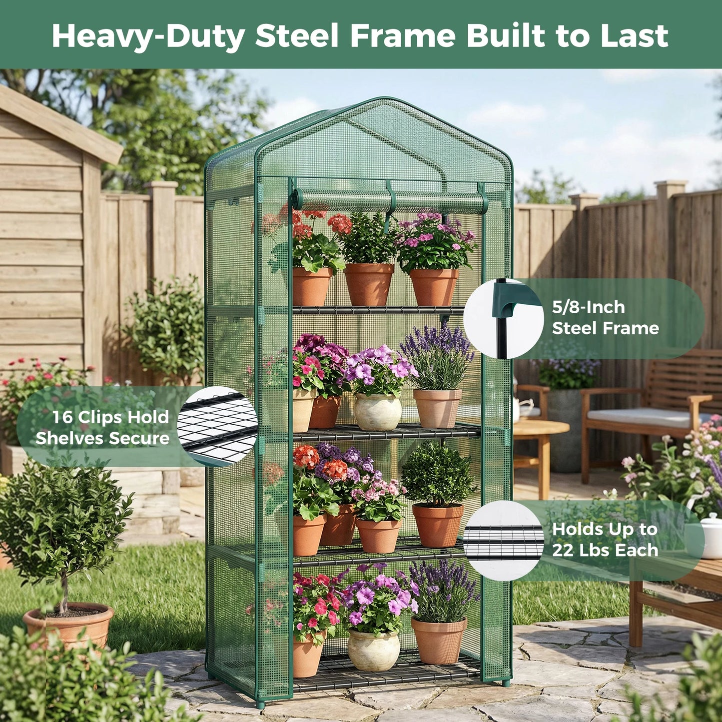 Mini Greenhouse Portable Multi Tier Plant Rack With PE Cover