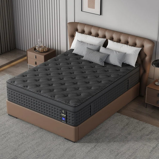 12inch Memory Foam Hybrid Mattress With Pocket Springs, Twin, Full, Queen, King, Sizes In A Box, Medium Firm, Mattresses For Support Comfort, Fiberglass-Free Suitable For Home Bedrooms, Hotels And Halls Of Residence