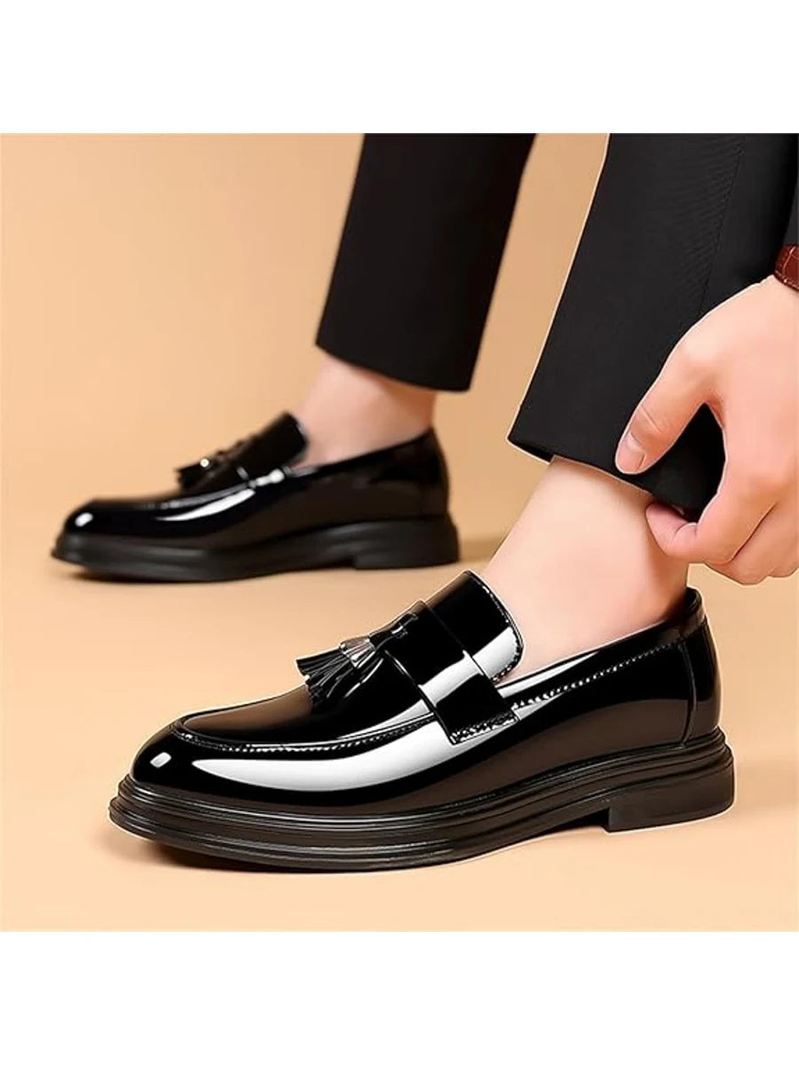 Men's Tassels Patent Penny Slip On Loafers For Formal Business