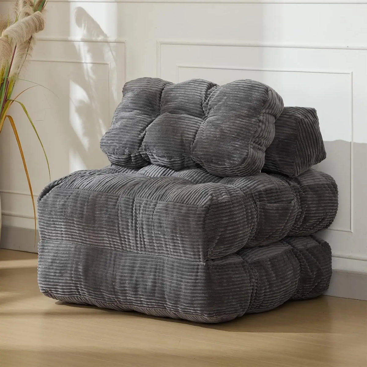HiMiss Modern Foldable Sofa Bed With Soft Fabric Upholstery