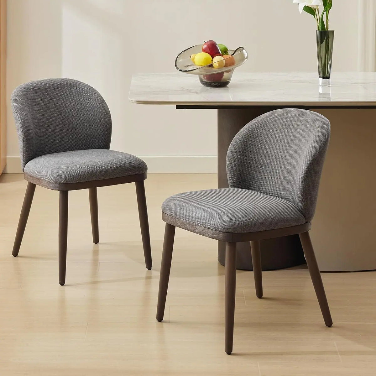 Dining Chairs Set of 2 Modern Upholstered Kitchen Dining Chairs with Ergonomic Back Support Wood Legs for Dining Room, Restauran