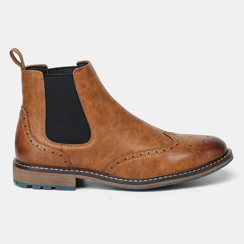 Hecrafted Men Chelsea Ankle Boots Leather Comfort Slip Resistant