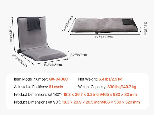 SucceBuy Soft Fabric Folding Floor Chair With Reliable Back Support