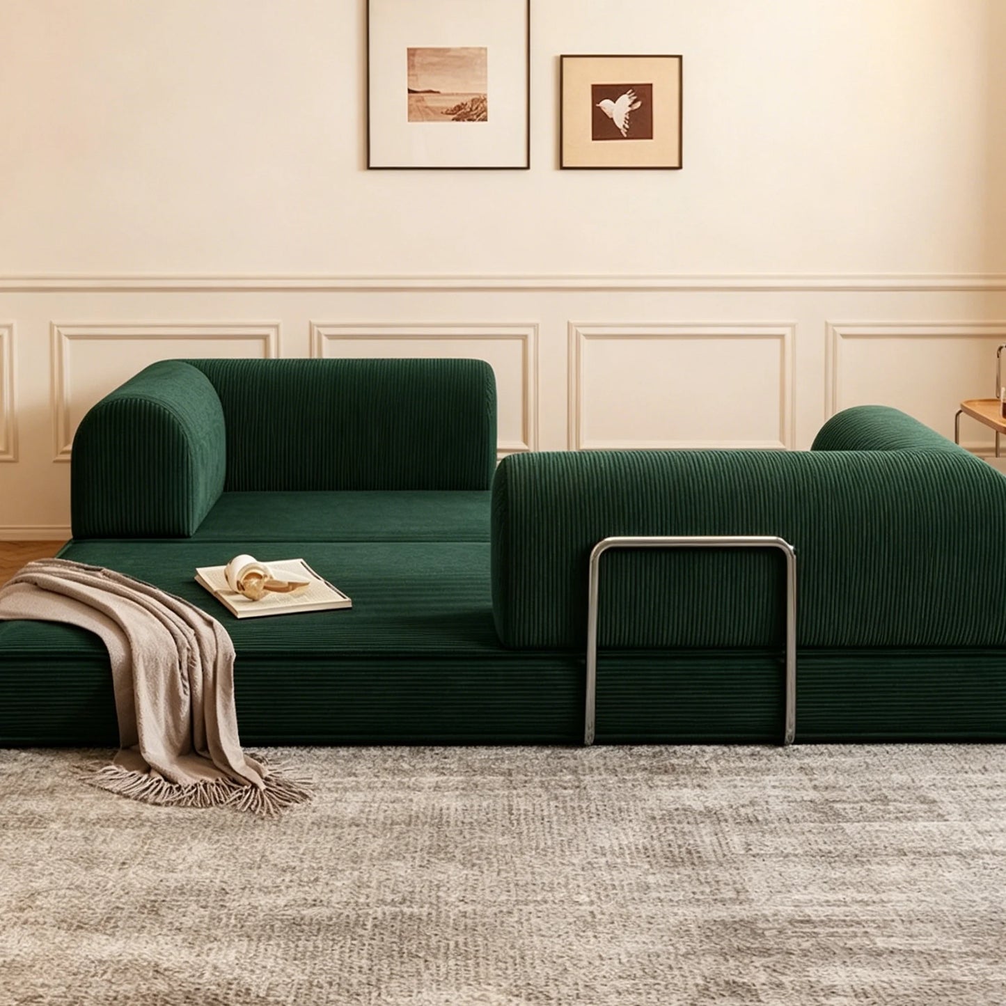 Convertible Modular Sofa Bed With Memory Foam And Stainless Steel Frame