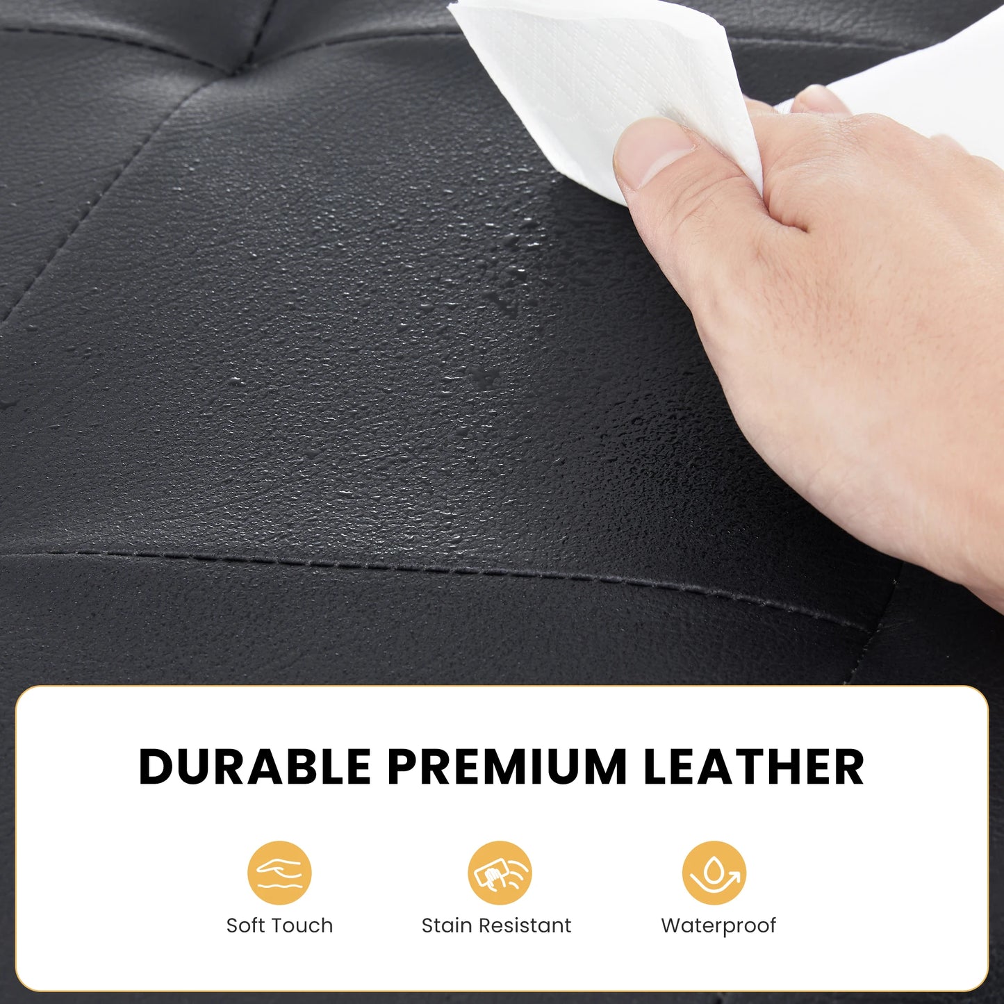 JHK Leather Folding Ottoman Storage Footstool Toy Box