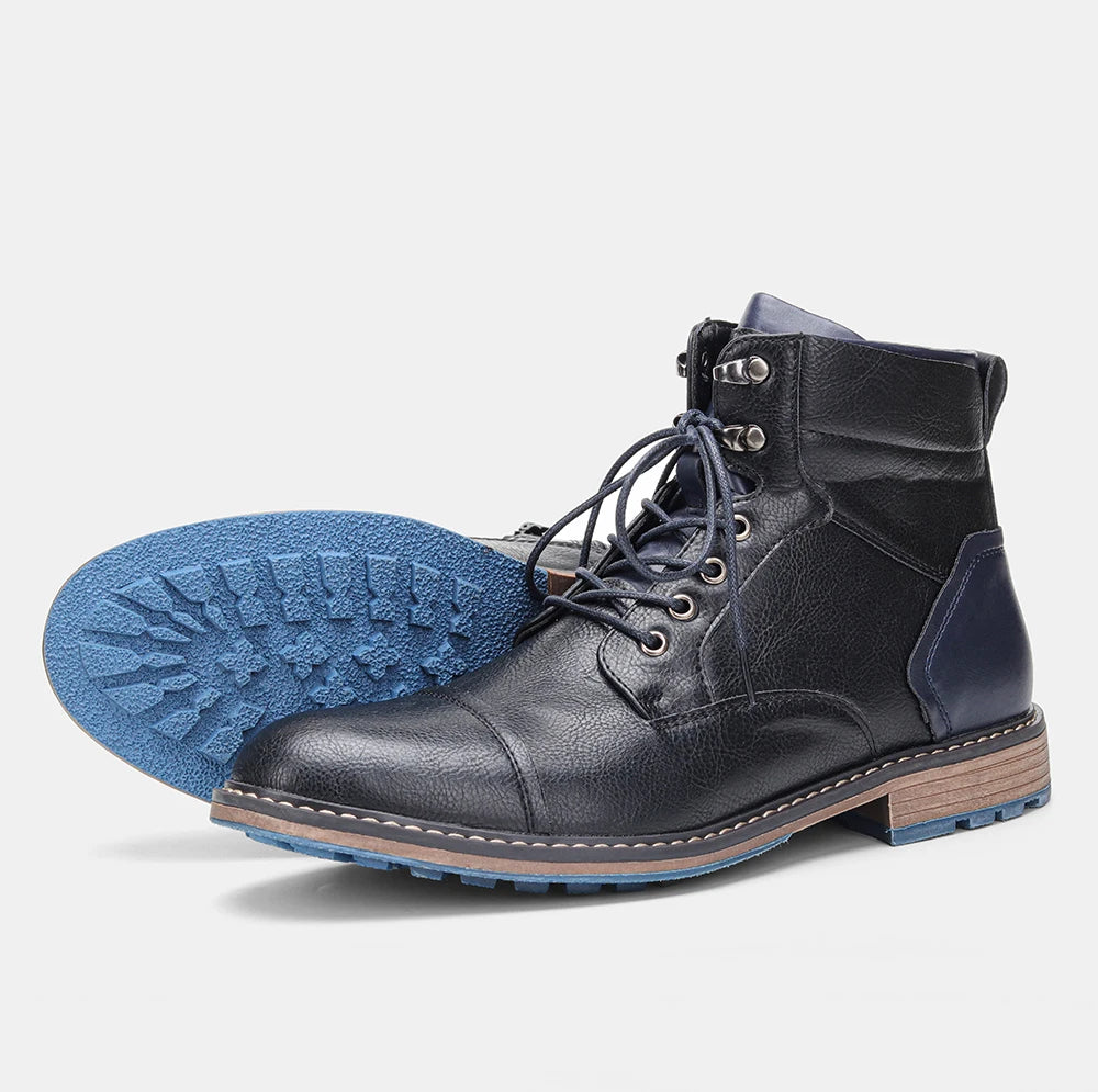 Hecrafted Classic Mens Boots With Zipper Leather Fashion