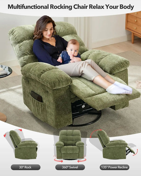 HiMISS Rocker Recliner Chair For Adults Overstuffed Manual Glider
