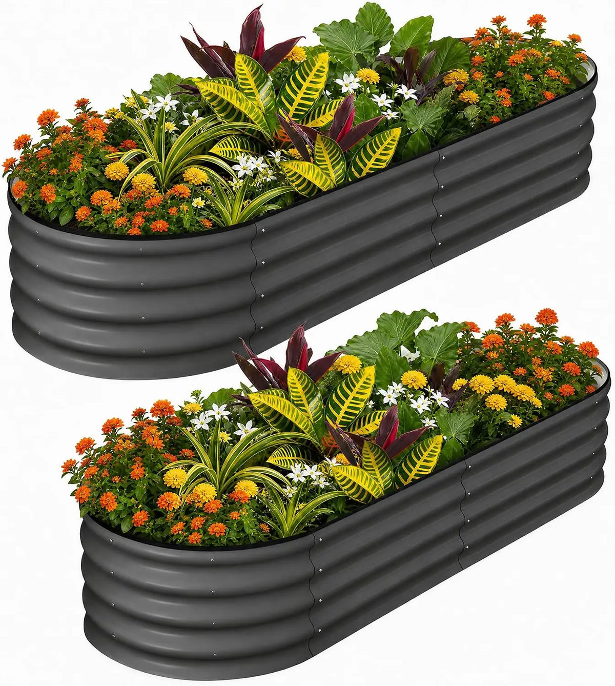 Tacleekii Galvanized Steel Oval Raised Garden Bed Planter Box
