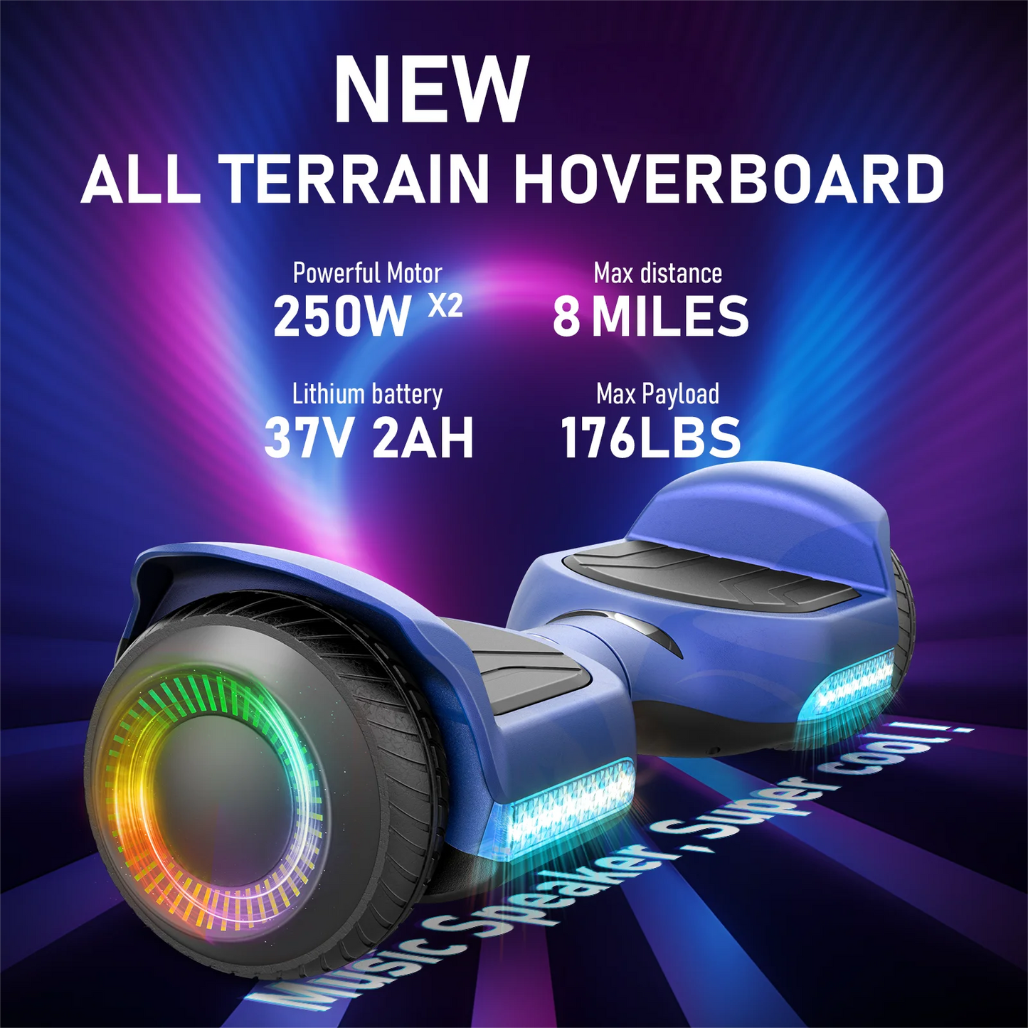 Gyroor Self Balancing Hoverboard All Terrain With Led Lights Bluetooth For Kids