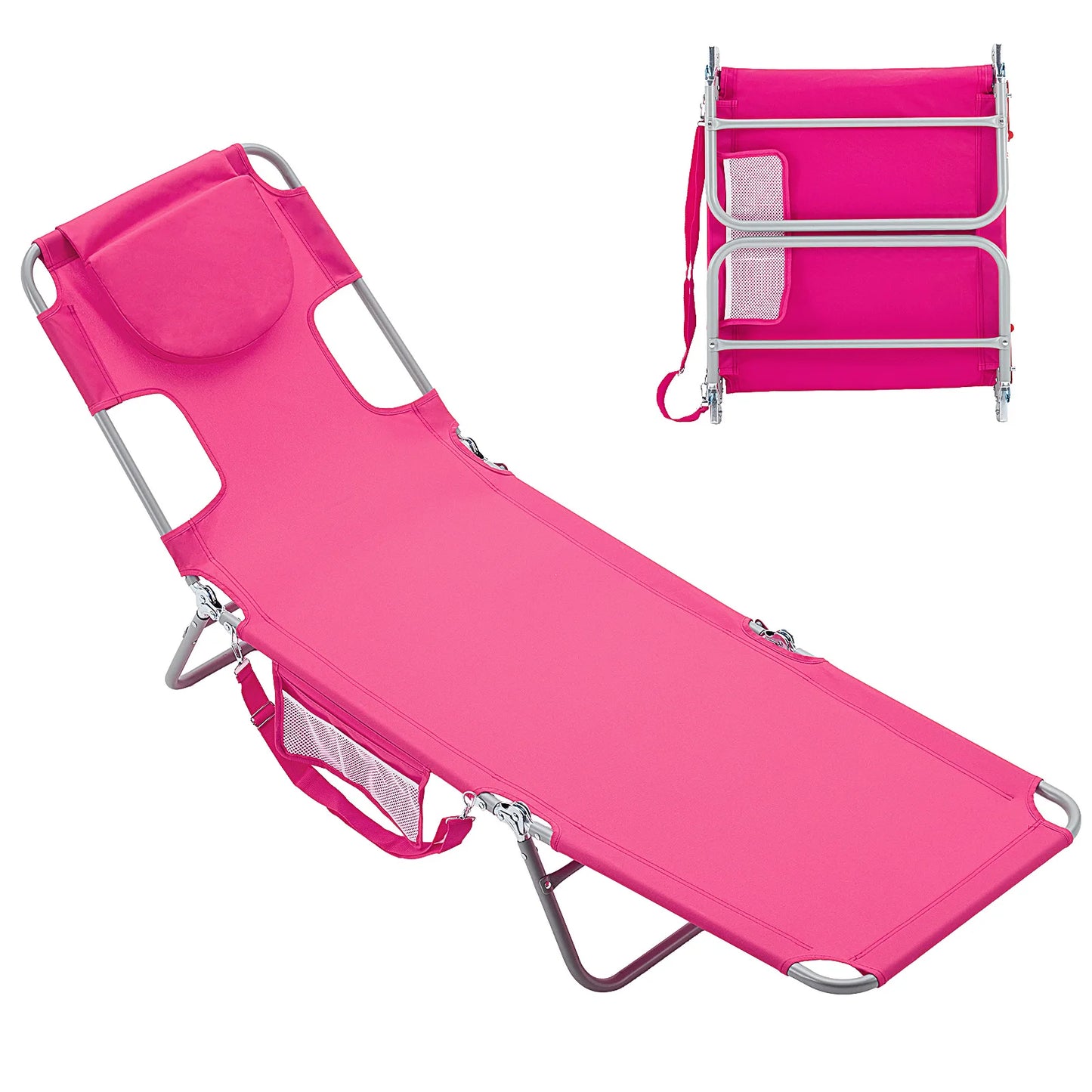 Jhk Portable Folding Lounge Chair With Arm Cutouts For Outdoor Patio